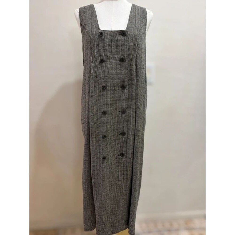 Express Vintage 90s Plaid Double Breasted Maxi Jumper Dress Size 7/8 Academia